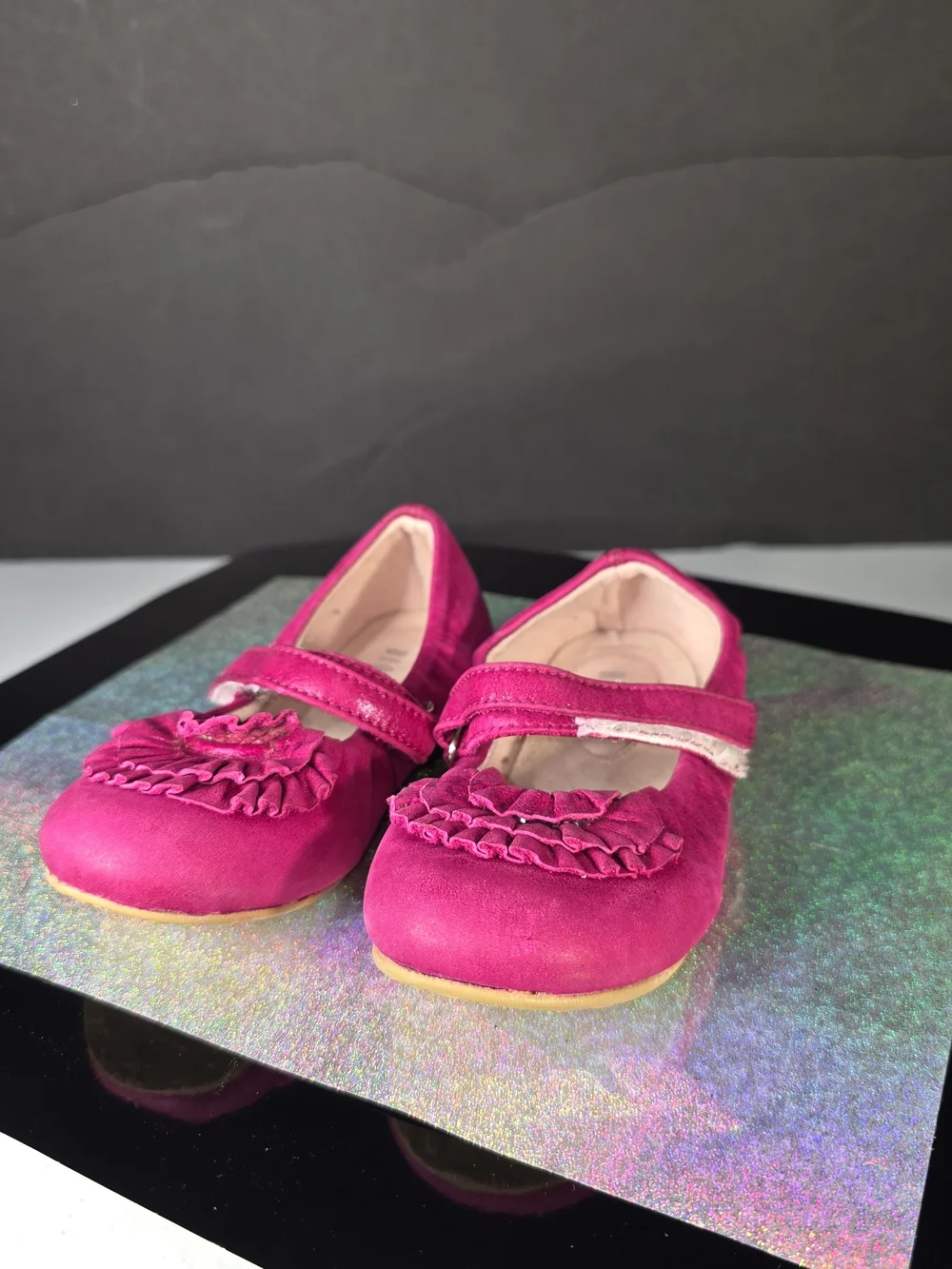 Bloch Hot Pink Ruffle Mary Jane Girls' Ballet Shoes Sz 24 (US 7-8) Toddler